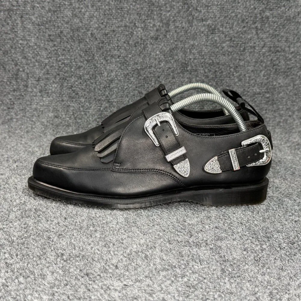 Dr. Martens Delylah Shoes‎ Women's 9 Black Leather Kiltie Silver Buckle Western